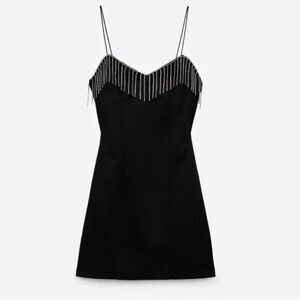 Speeches Rhinestone Fringe Mini Dress Black | Party / Homecoming / NYE